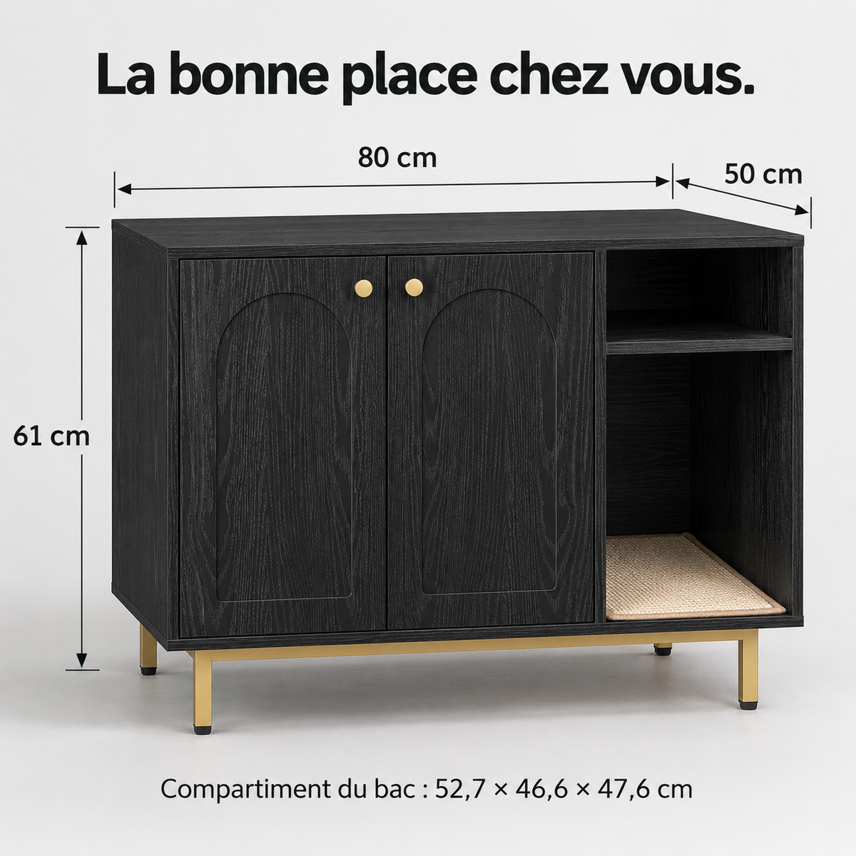 Alcôve : Meuble cache-litière. Dimensions du produit