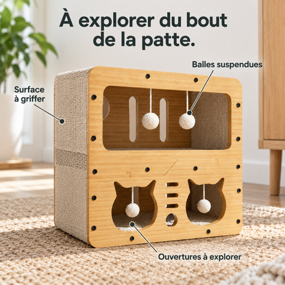 Ludique : Cabane de jeu et griffoir. Dimensions du produit