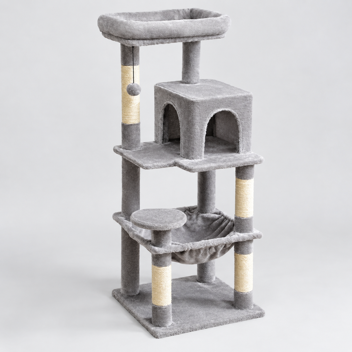 Belvédère Haut : Arbre à chat cinq niveaux. Vue d’ensemble
