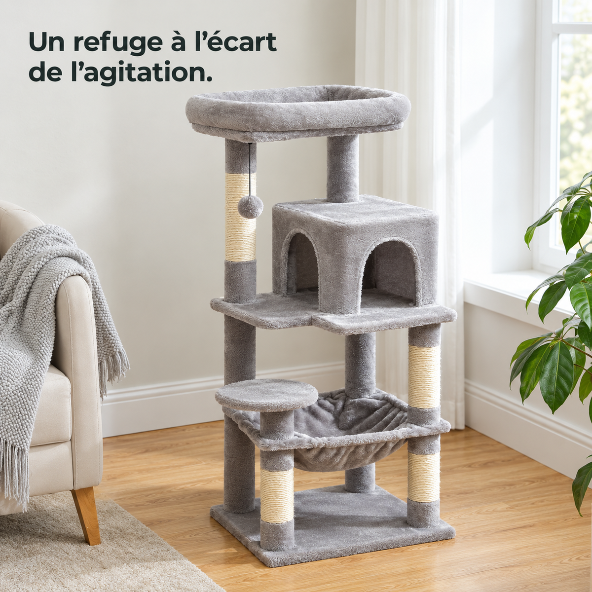 Belvédère Haut : Arbre à chat cinq niveaux. Détail du produit