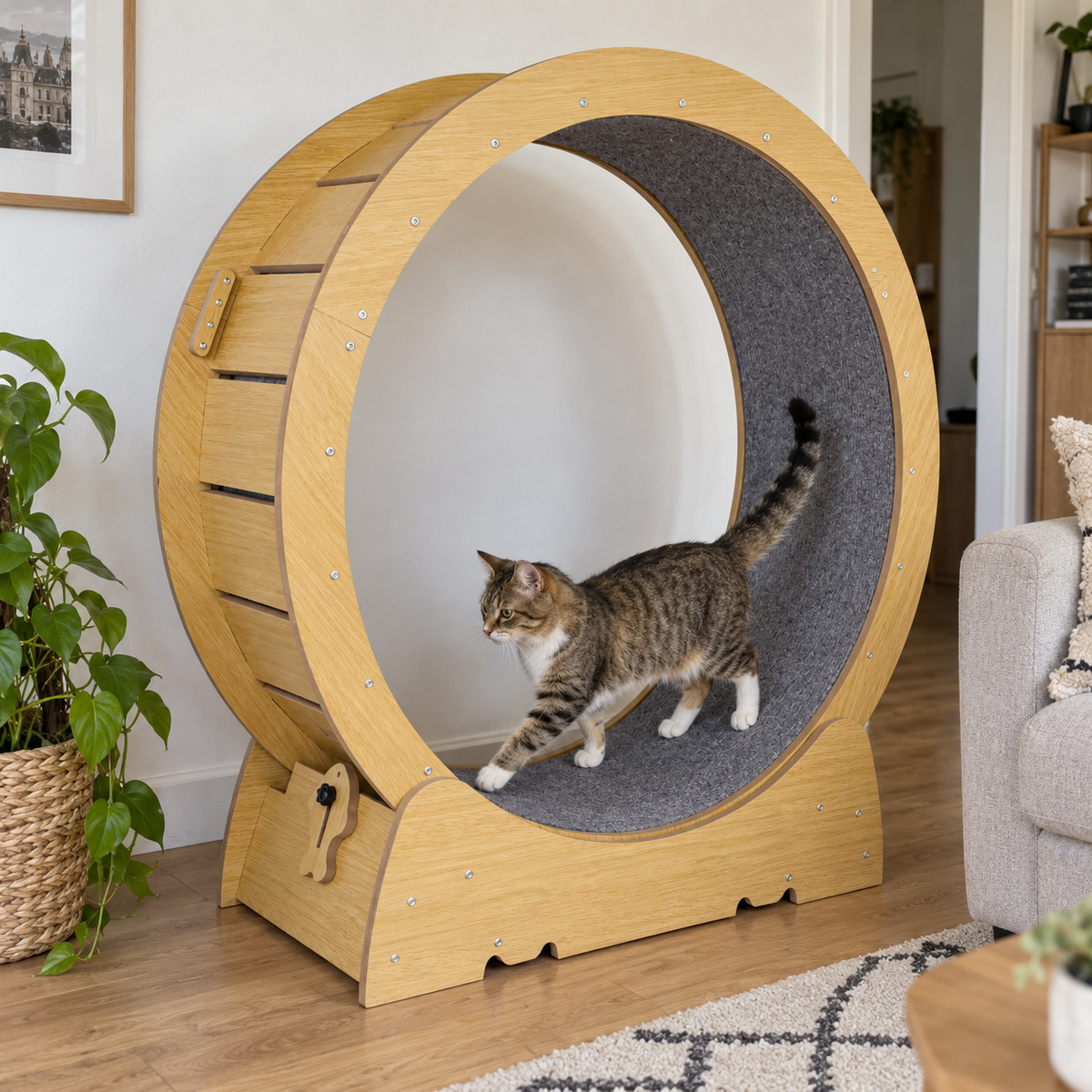 Virage : Roue d’exercice pour chat. Scène du quotidien