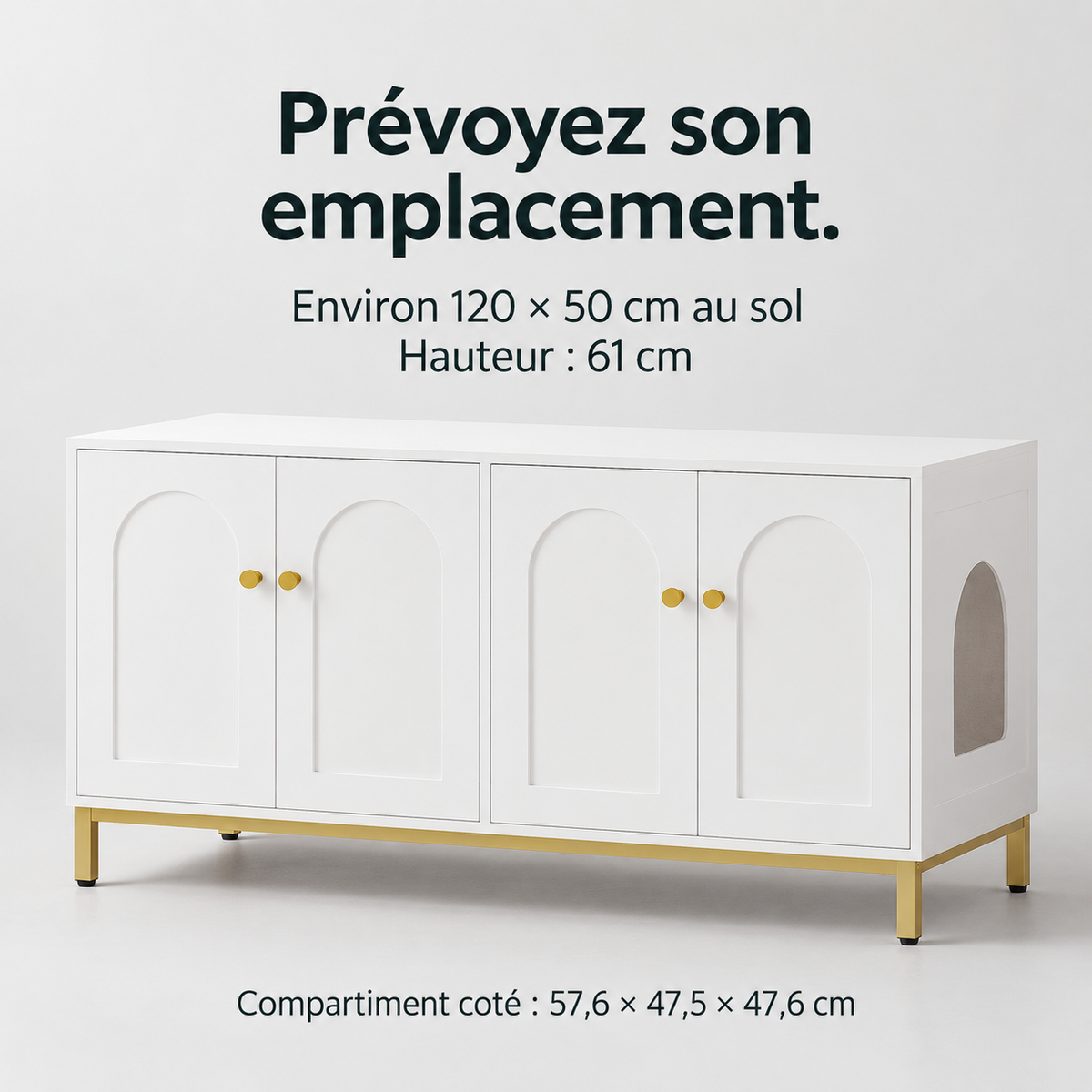 Alcôve Duo : Meuble cache-litière double. Dimensions du produit