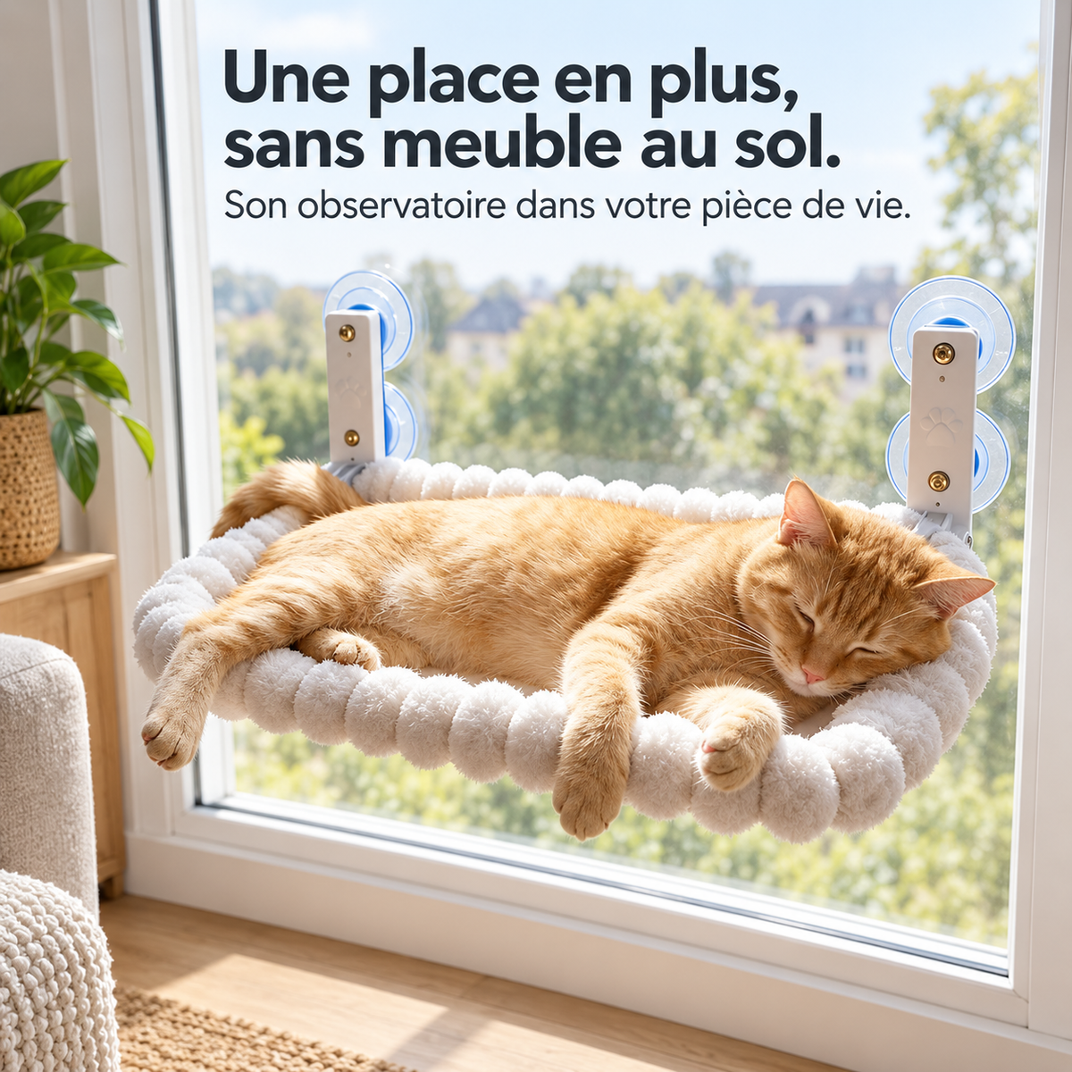 Belvédère : Hamac de fenêtre pour chat. Exemple d’installation
