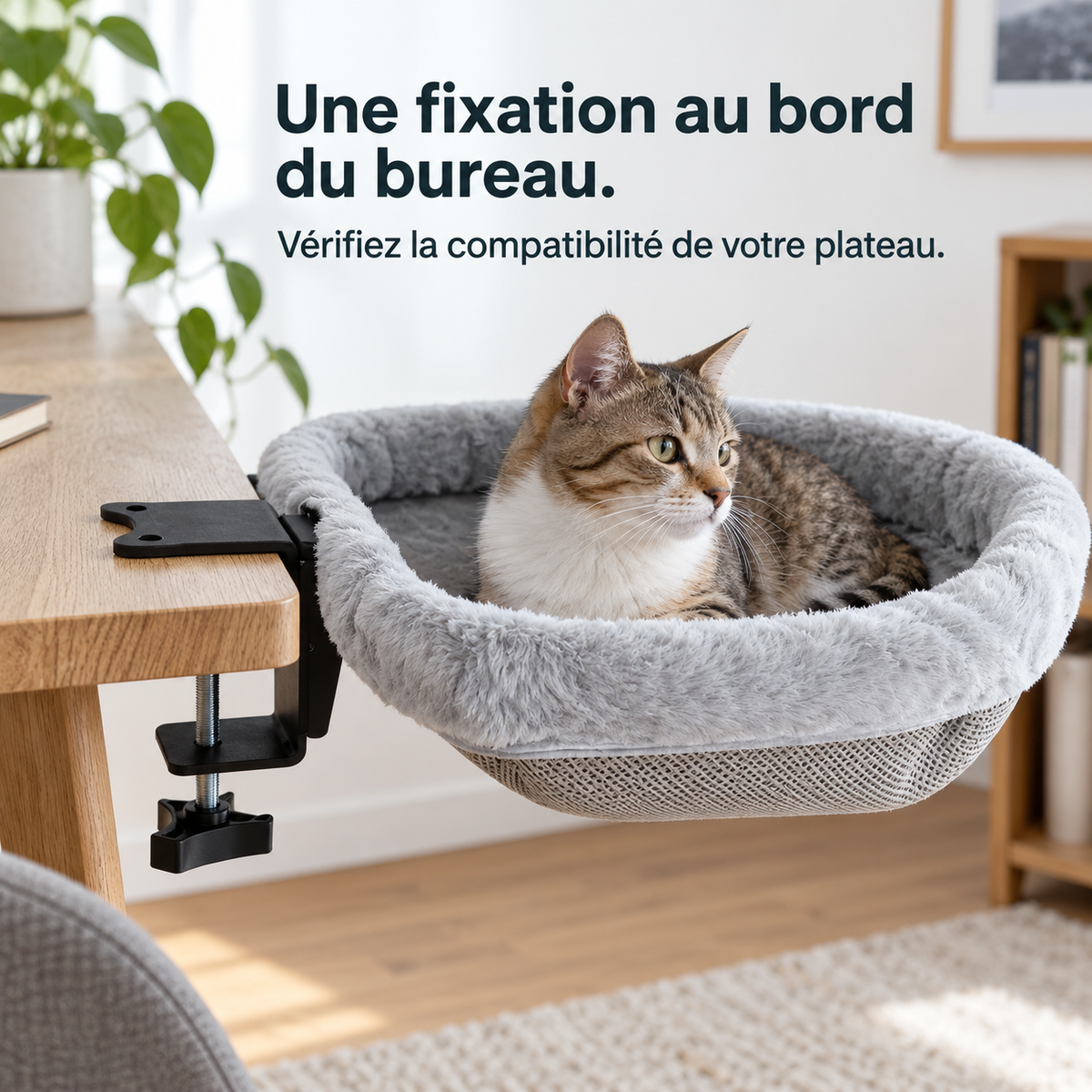 Complice : Lit de bureau pliable pour chat. Détail du produit
