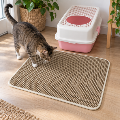 Empreinte : Tapis double couche pour litière. Scène du quotidien