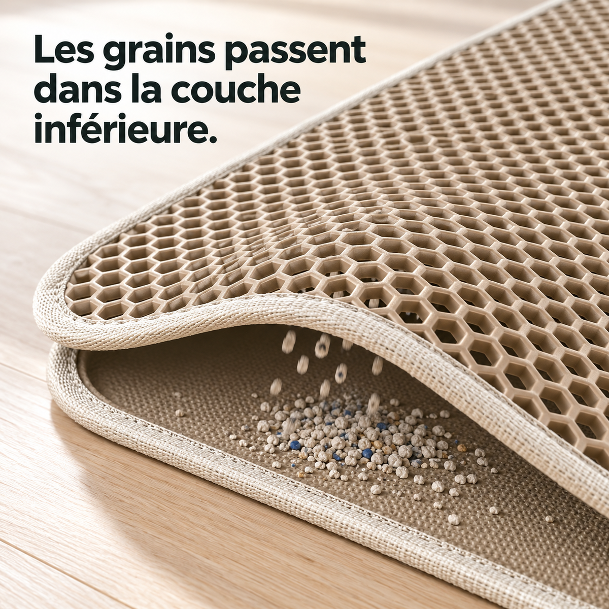 Empreinte : Tapis double couche pour litière. Détail du produit
