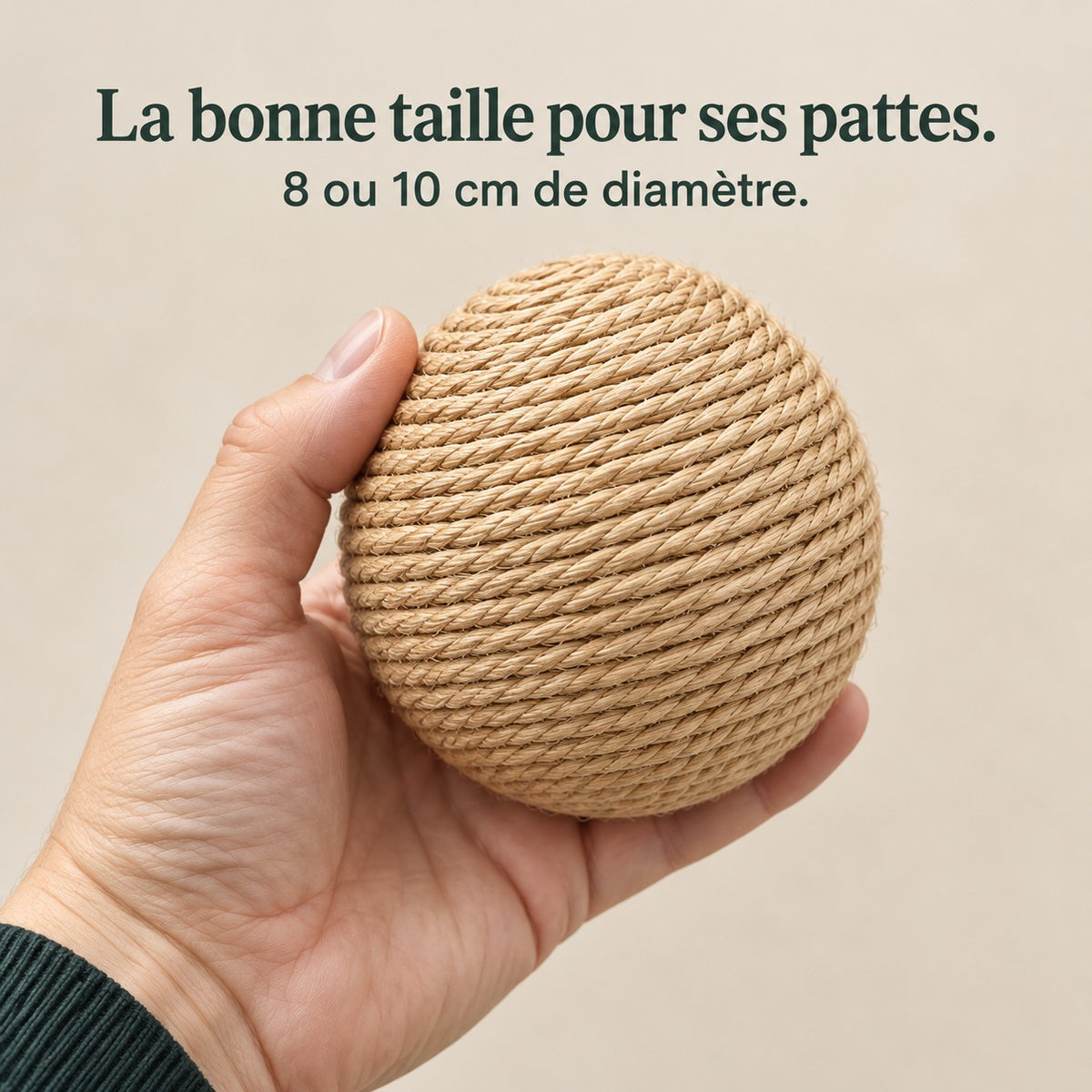 Pelote tenue dans la main : 8 ou 10 cm de diamètre